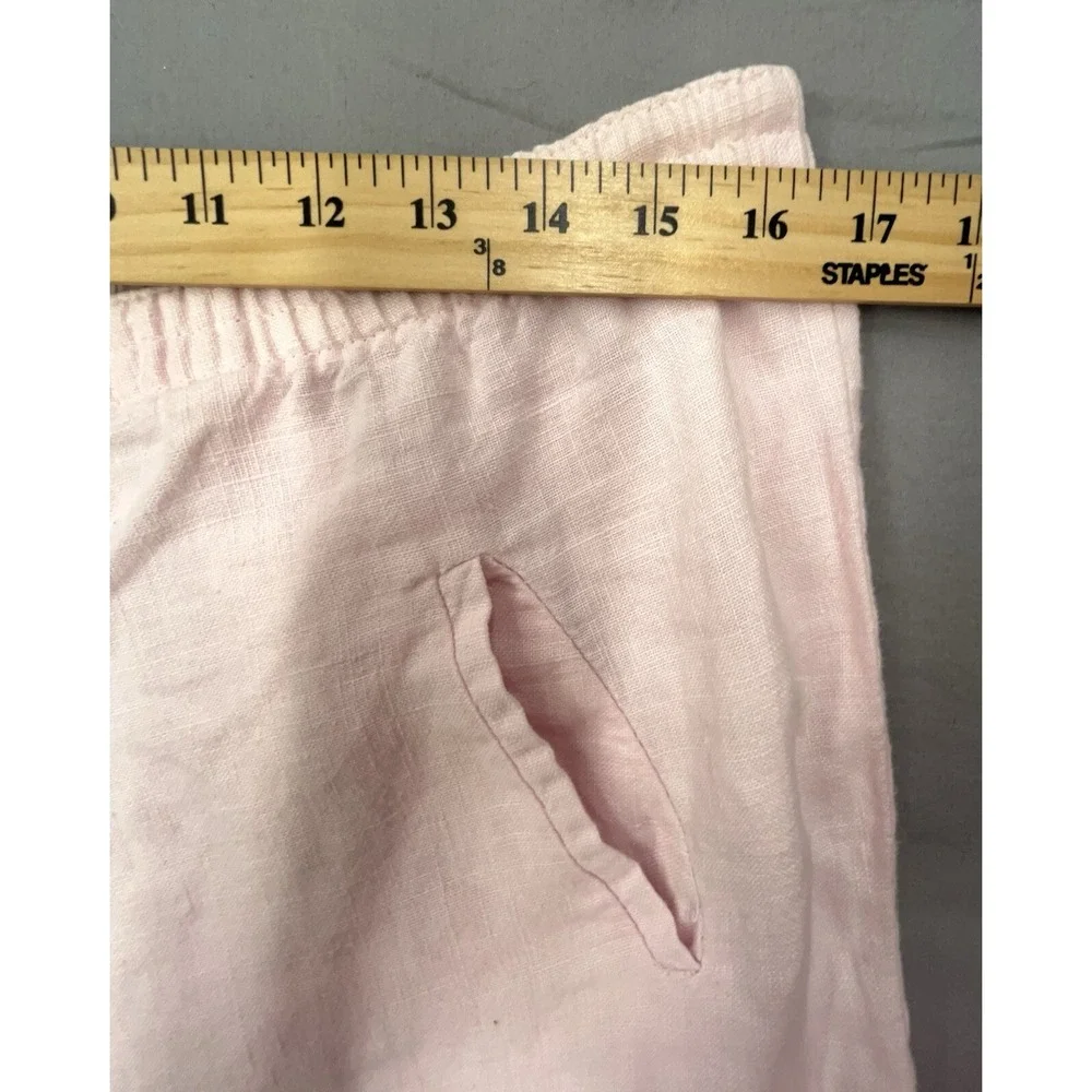 Women Vtg Linen Pants 10 Petal Pink Mini Pockets Coastal Preppy Beachy Soft Girl